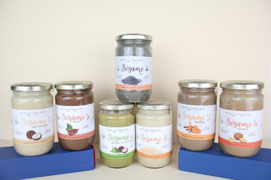 Pack de 7 pâtes à tartiner au sésame différentes saveurs